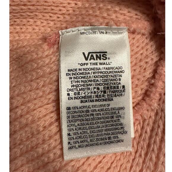 Vans "Off The Wall" Pink Cream Cuffed Beanie - Picture 4 of 4
